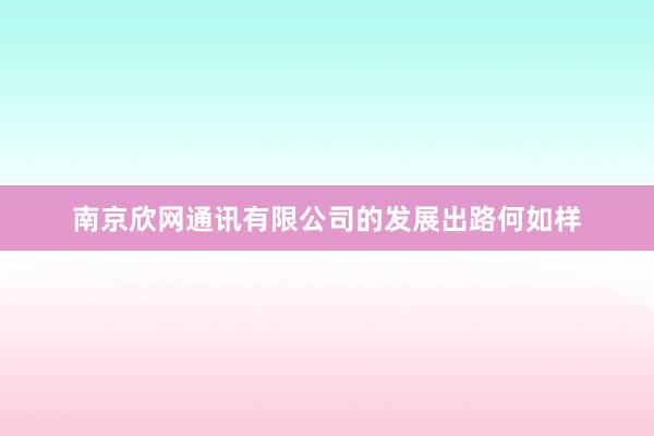 南京欣网通讯有限公司的发展出路何如样