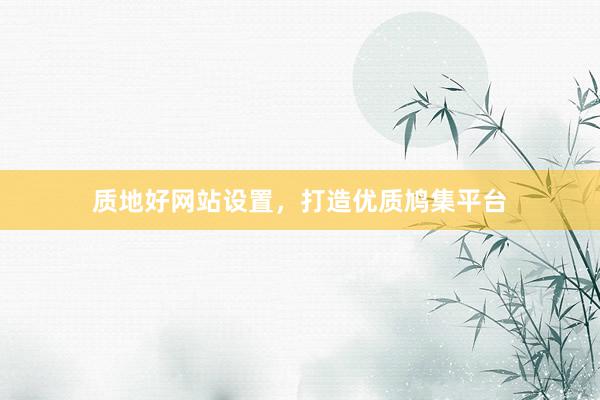 质地好网站设置，打造优质鸠集平台