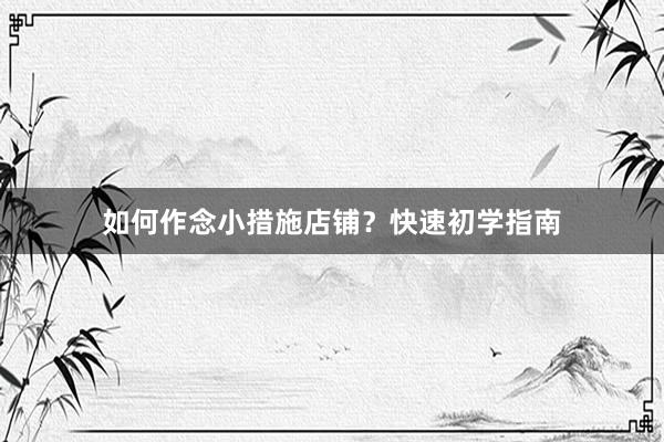 如何作念小措施店铺？快速初学指南